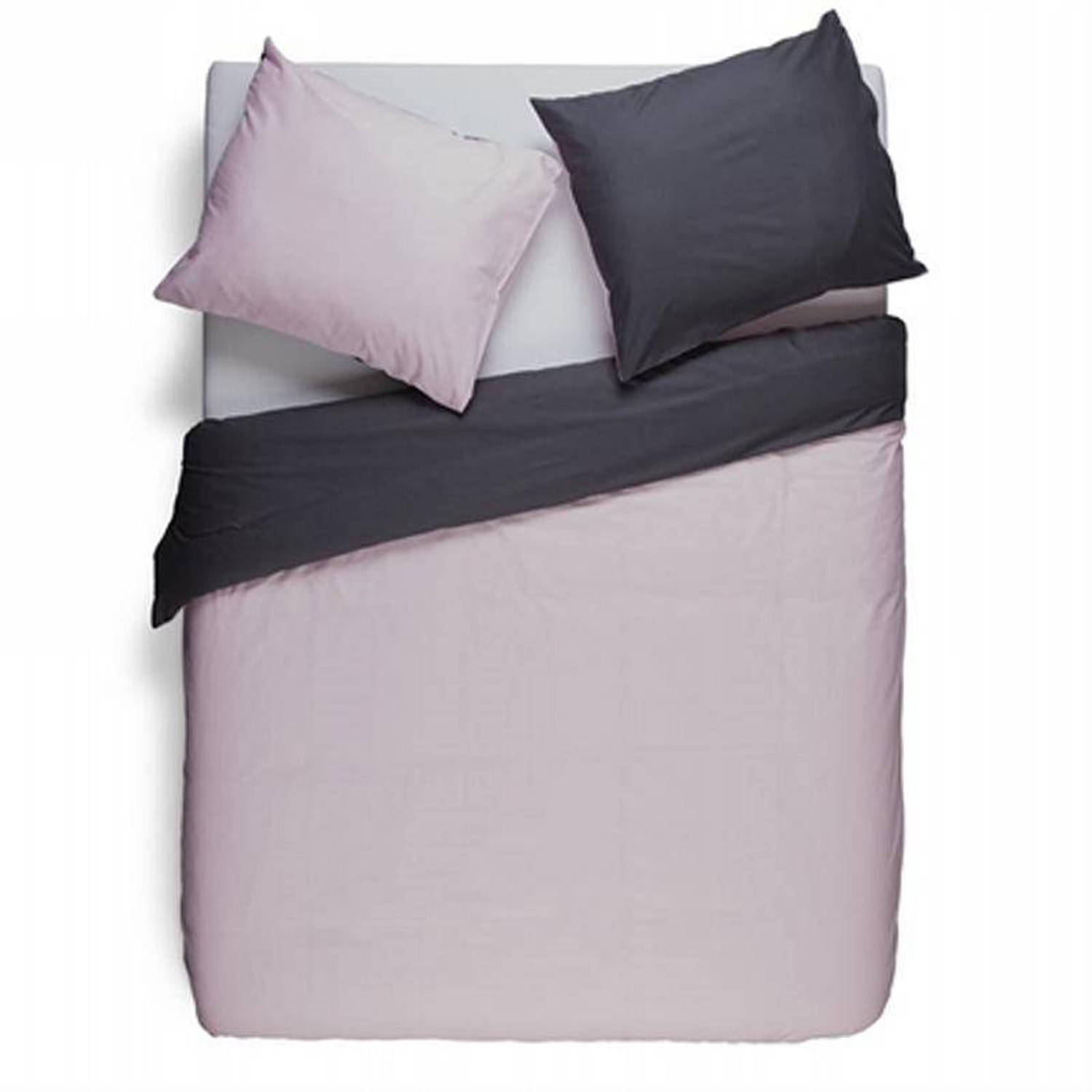 Snoozing Two Tone Dekbedovertrek - 2-persoons (200x200/220 Cm + 2 Slopen) - Roze