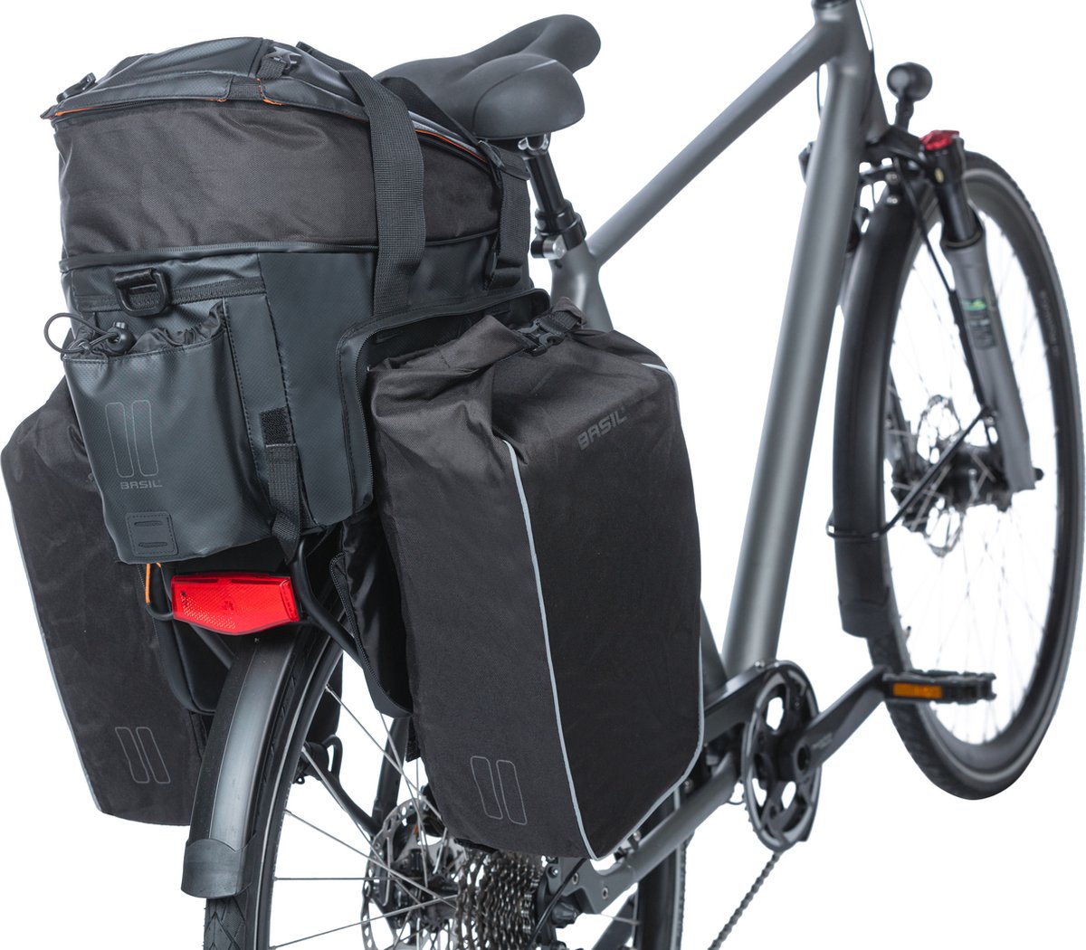 Basil Trunkbag Miles Tarpaulin Xl Pro 9-36l - Black Orange - Zwart