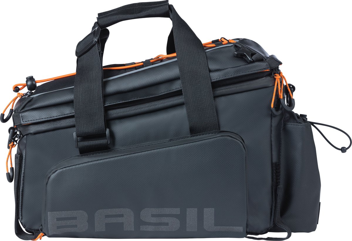 Basil Trunkbag Miles Tarpaulin Xl Pro 9-36l - Black Orange - Zwart