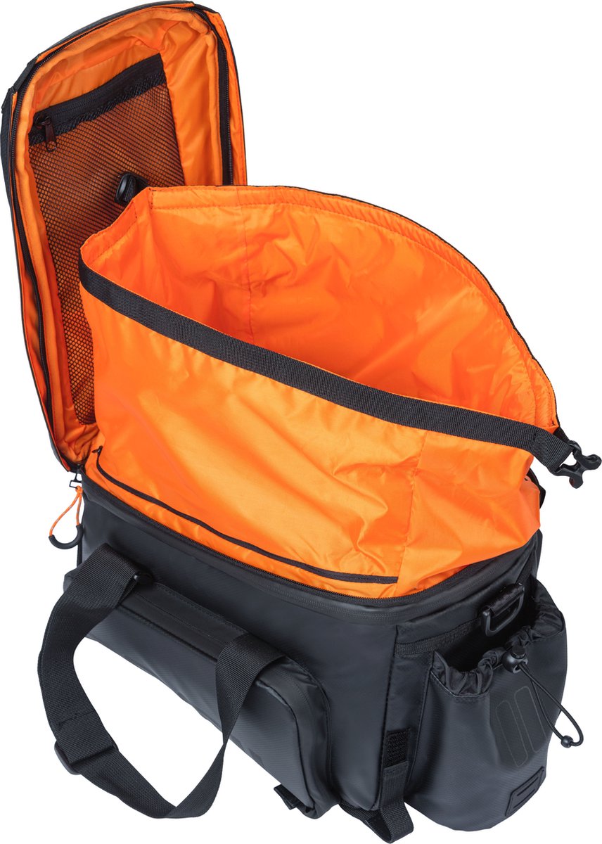 Basil Trunkbag Miles Tarpaulin Xl Pro 9-36l - Black Orange - Zwart