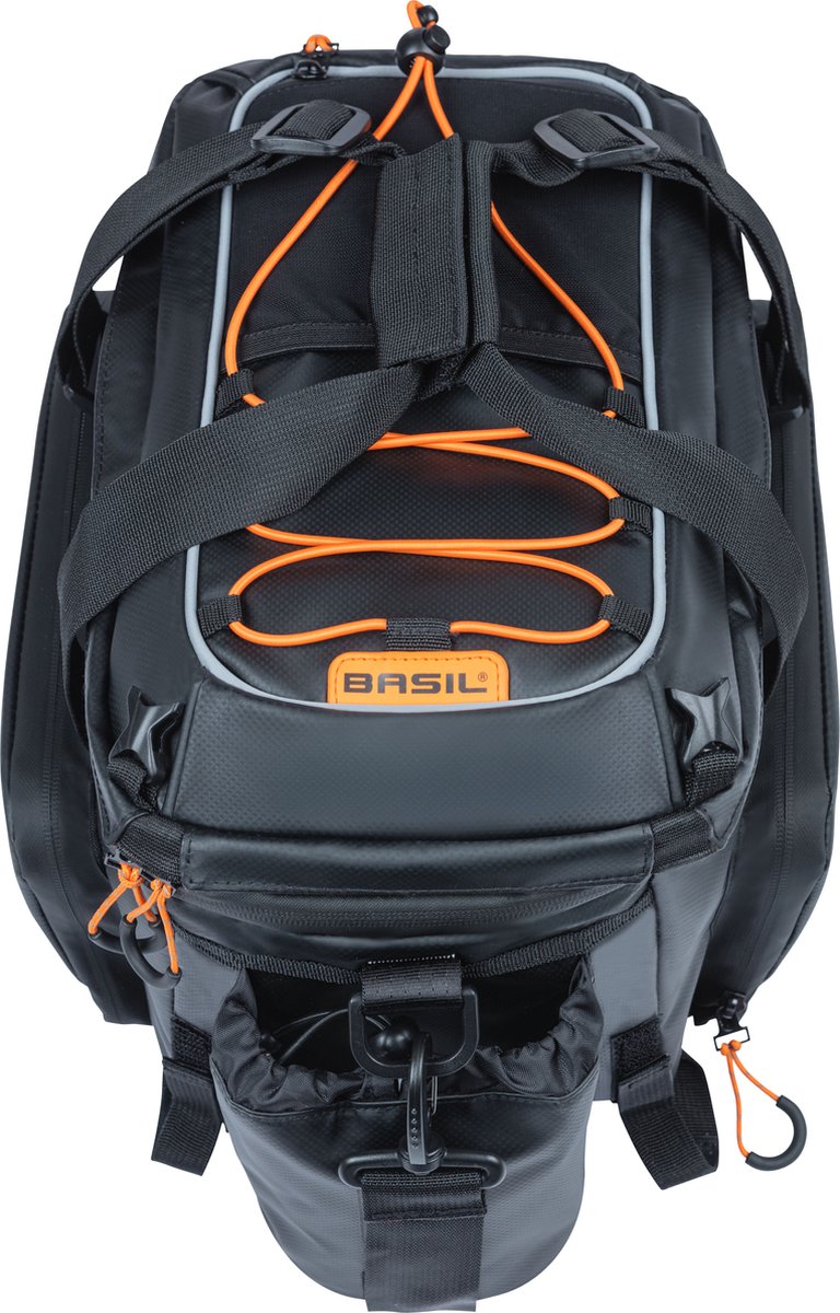 Basil Trunkbag Miles Tarpaulin Xl Pro 9-36l - Black Orange - Zwart
