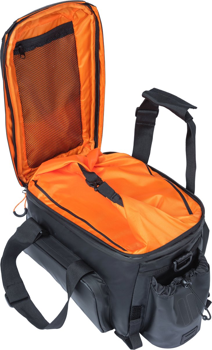 Basil Trunkbag Miles Tarpaulin Xl Pro 9-36l - Black Orange - Zwart