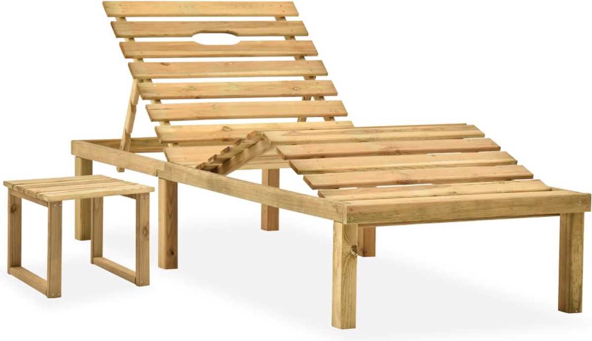 Vidaxl Ligbed Met Tafeltje En Kussen Geïmpregneerd Grenenhout - Groen