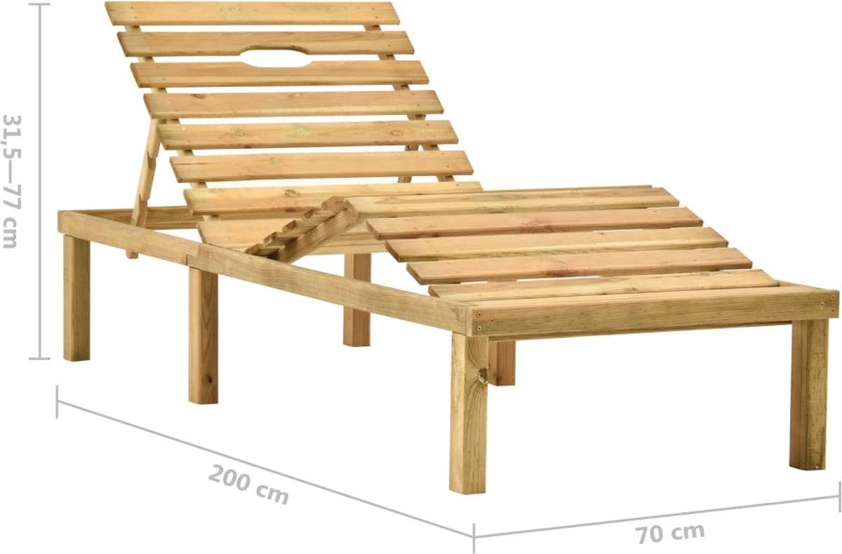 Vidaxl Ligbed Met Tafeltje En Kussen Geïmpregneerd Grenenhout - Rood