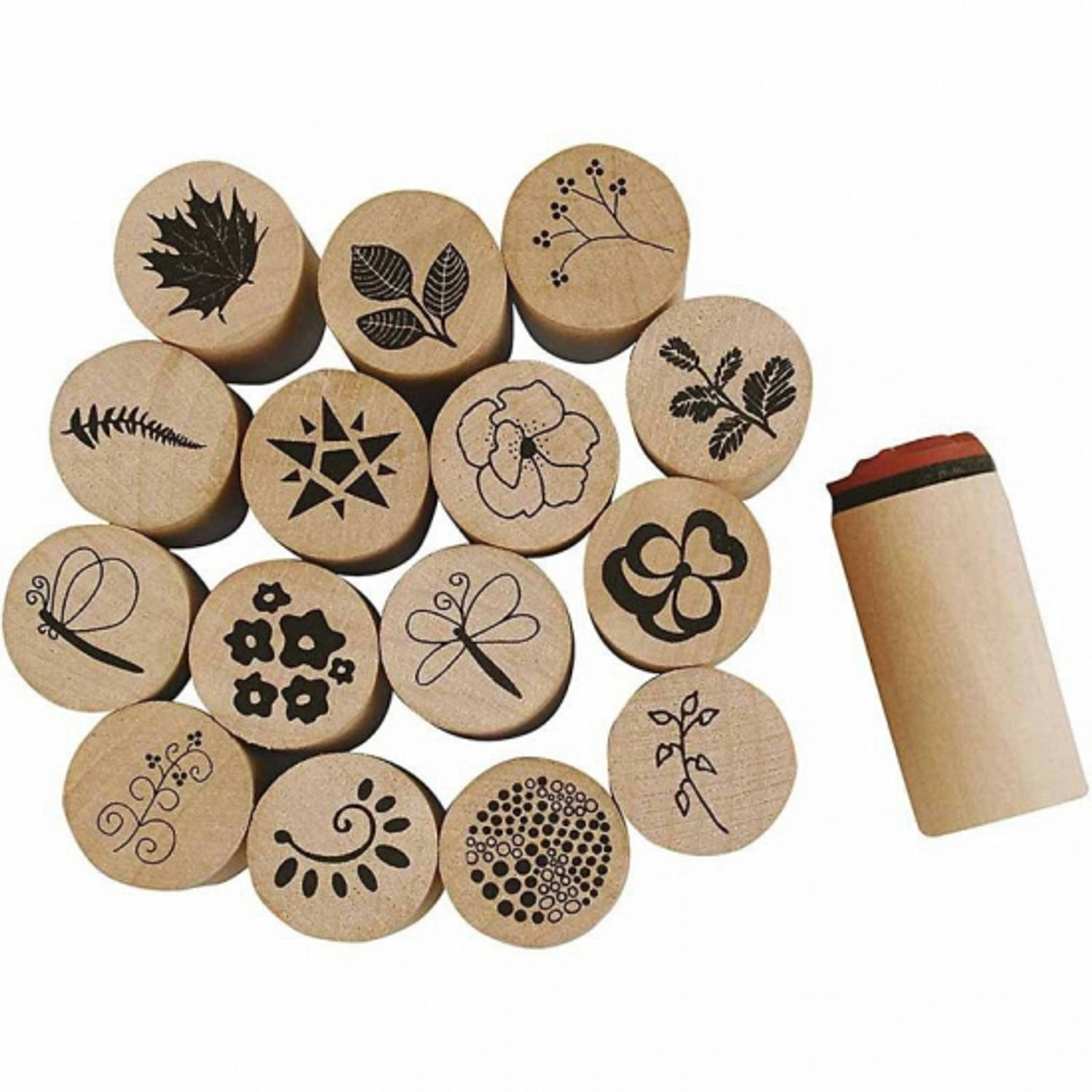 Houten Stempelset Bloemen 15 Stuks