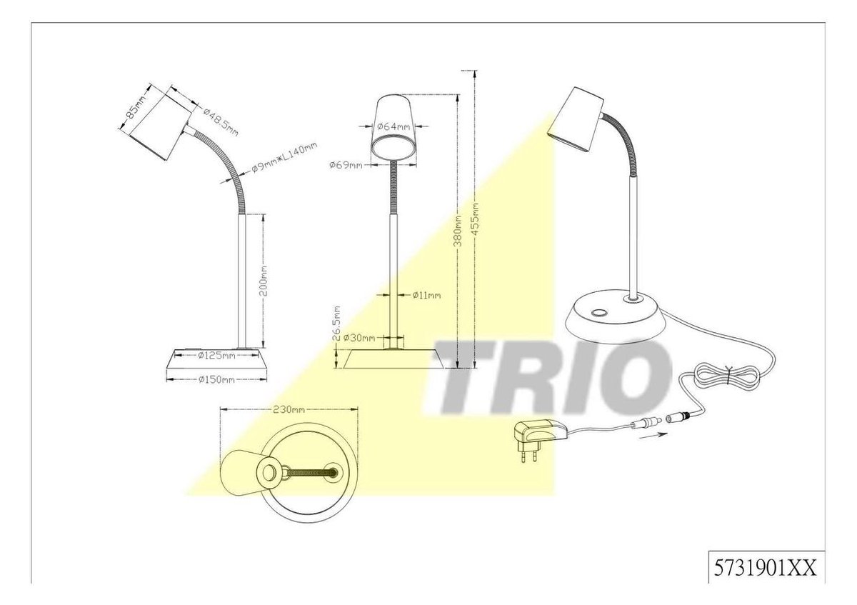 Trio Leuchten Narcos Tafellamp Staal