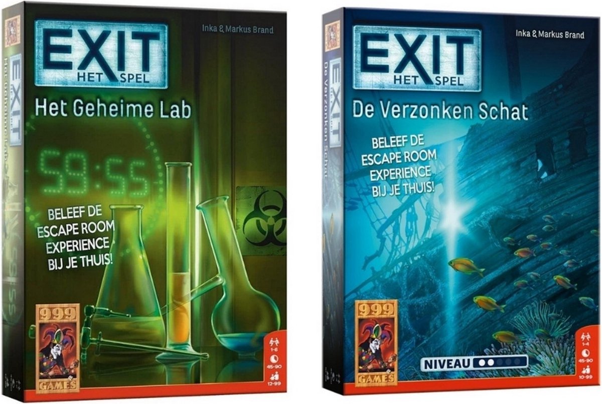 999Games Spellenbundel - 2 Stuks - Exit - Het Geheime Lab & De Verzonken Schat