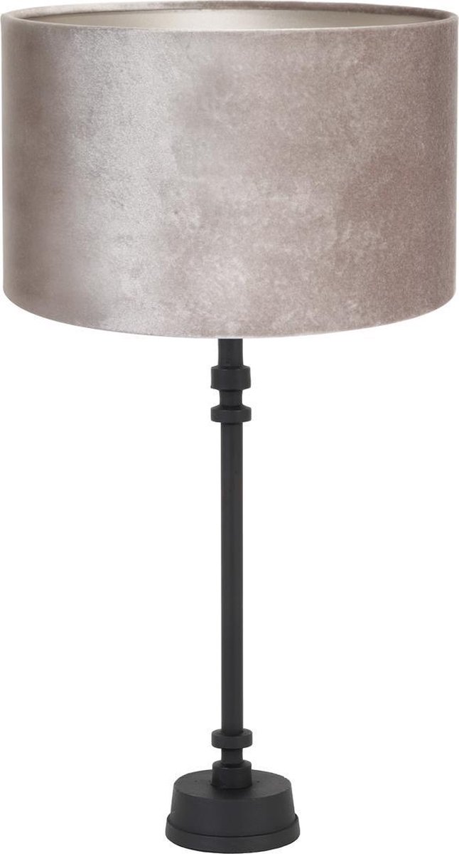 Light & Living Howell Tafellamp Ø30 Cm Met Zilveren Kap - Zwart