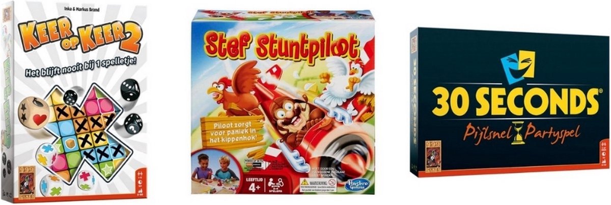 999Games Spellenbundel - 3 Stuks - Keer Op Keer 2 & 30 Seconds & Stef Stuntpiloot