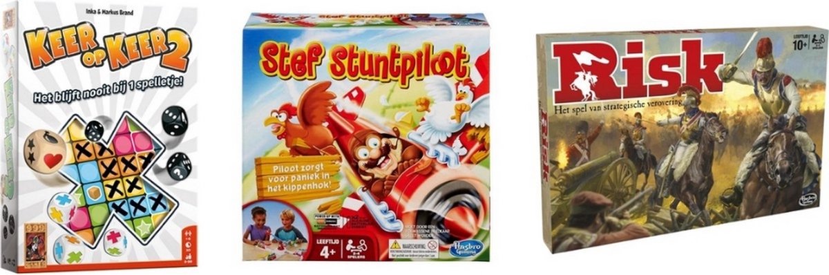 999Games Spellenbundel - 3 Stuks - Keer Op Keer 2 & Risk & Stef Stuntpiloot