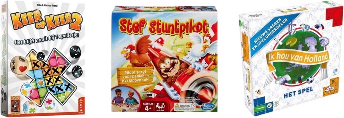999Games Spellenbundel - 3 Stuks - Keer Op Keer 2 & Ik Hou Van Holland Bordspel & Stef Stuntpiloot