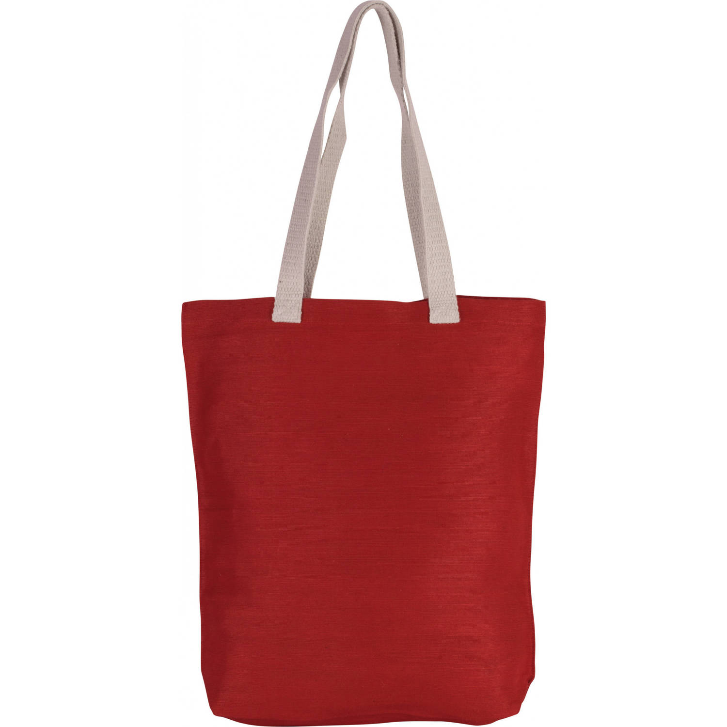 Bellatio Design Katoenen Schoudertasje In Het Met Ecru Hangsels 38 X 42 Cm - Schoudertas - Rood