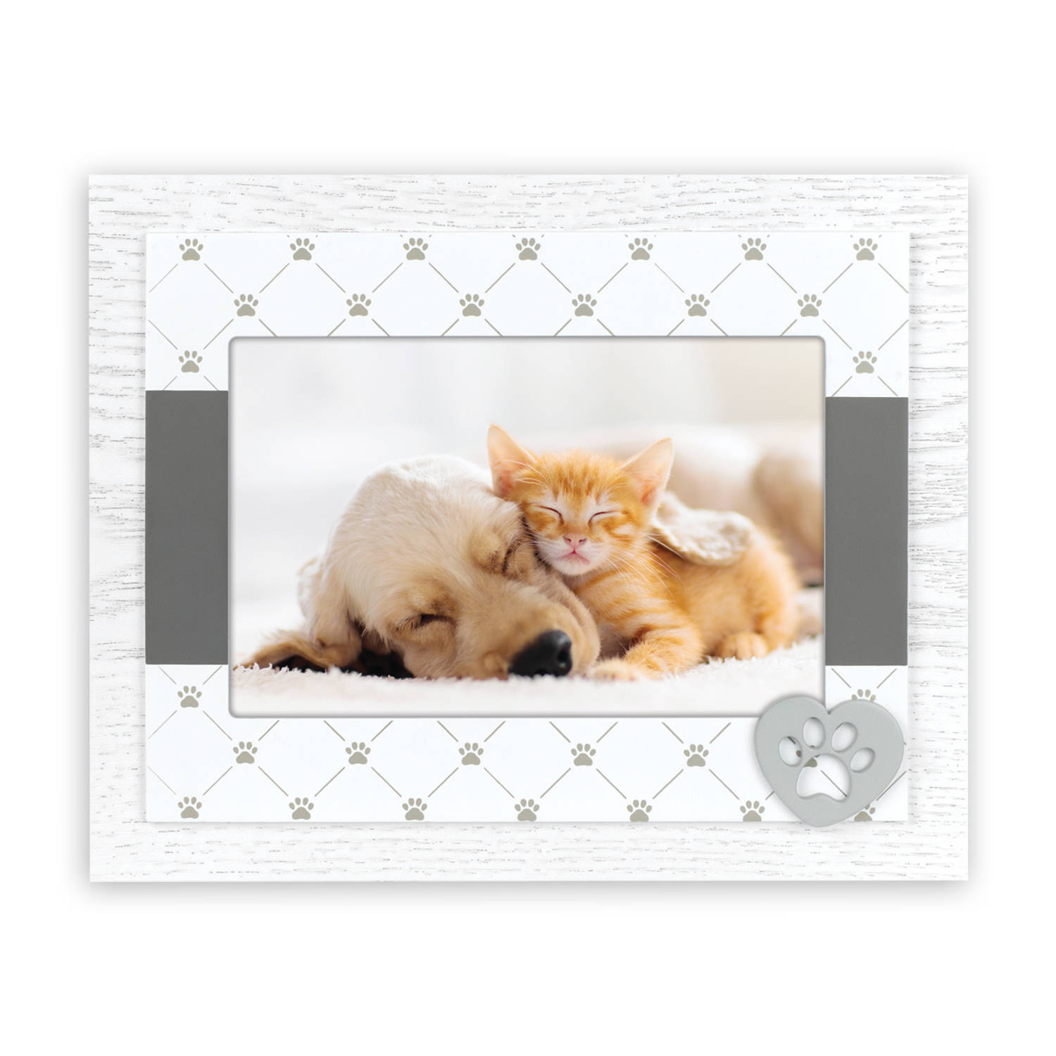 Houten Fotolijstje/grijs Met Honden/katten Pootje Geschikt Voor Een Foto Van 10 X 15 Cm - Fotolijsten - Bruin