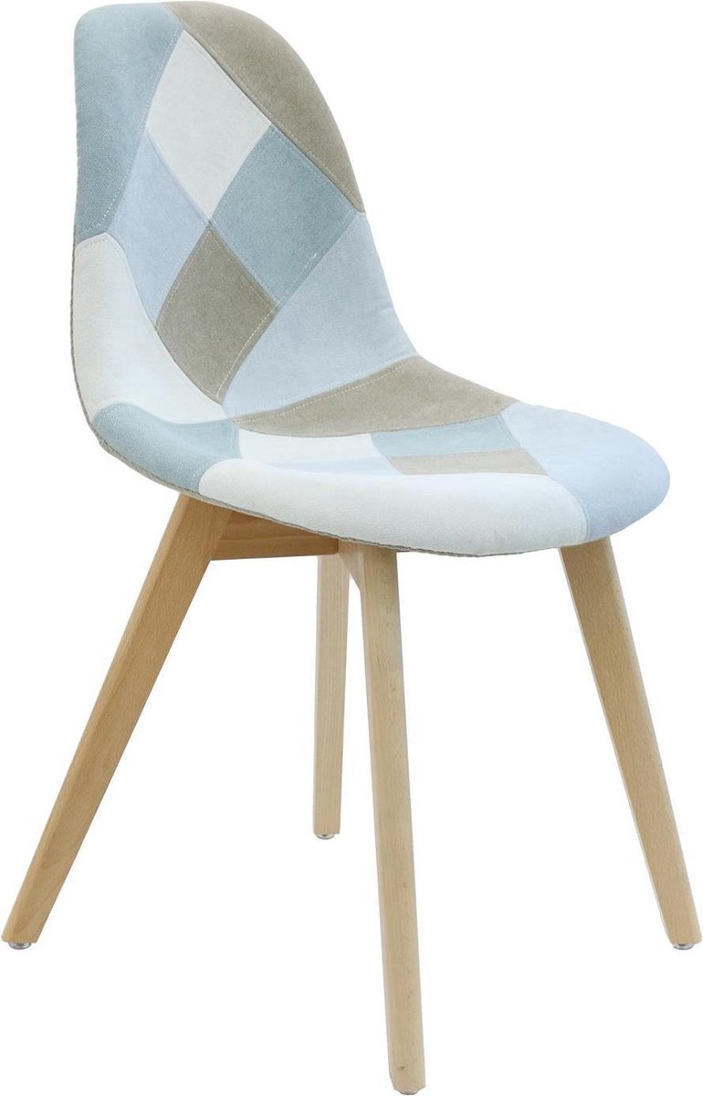 4Goodz Lund Set Van 2 Stuks Patchwork Eetkamerstoelen - Blauw