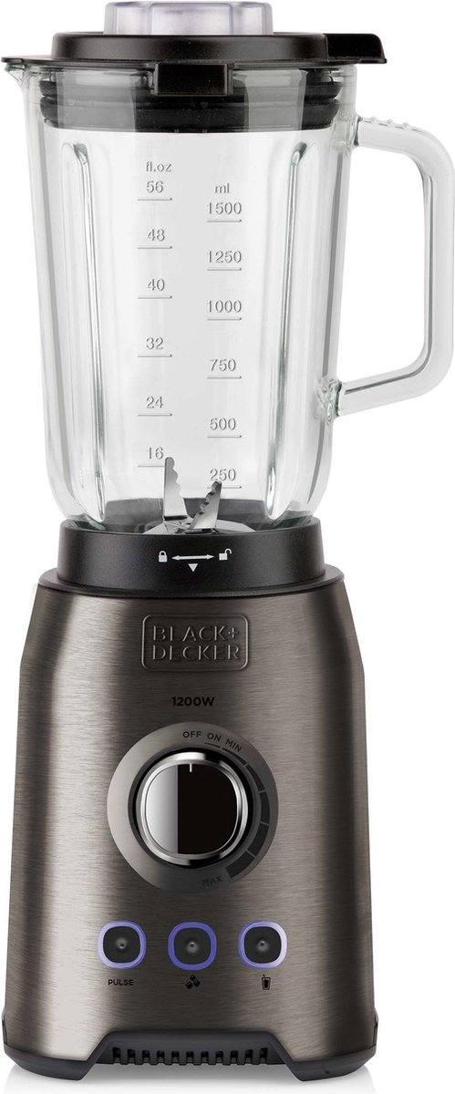 BLACK+DECKER Blender Bxjb1200e - Smoothie Maker - Mixer - Ice Crusher - 1500ml - Rvs - 1200w - Gris - Gris