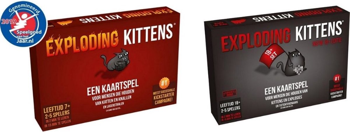 Asmodee Spellenbundel - Kaartspel - 2 Stuks - Exploding Kittens & Exploding Kittens Nsfw (18+)