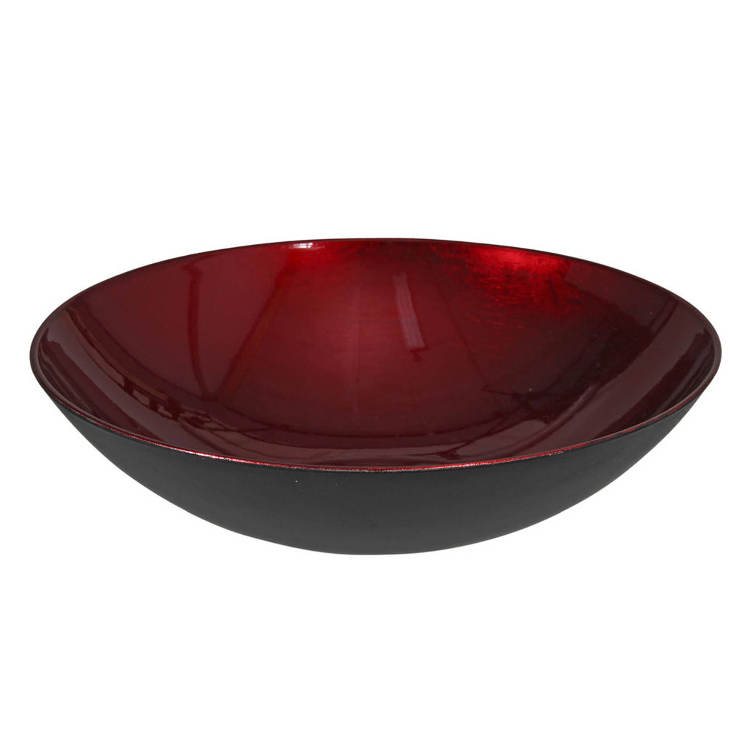 Bellatio Decorations Kunststof Decoratie Schaal Rond D28 Cm - Kaarsenplateaus - Rood