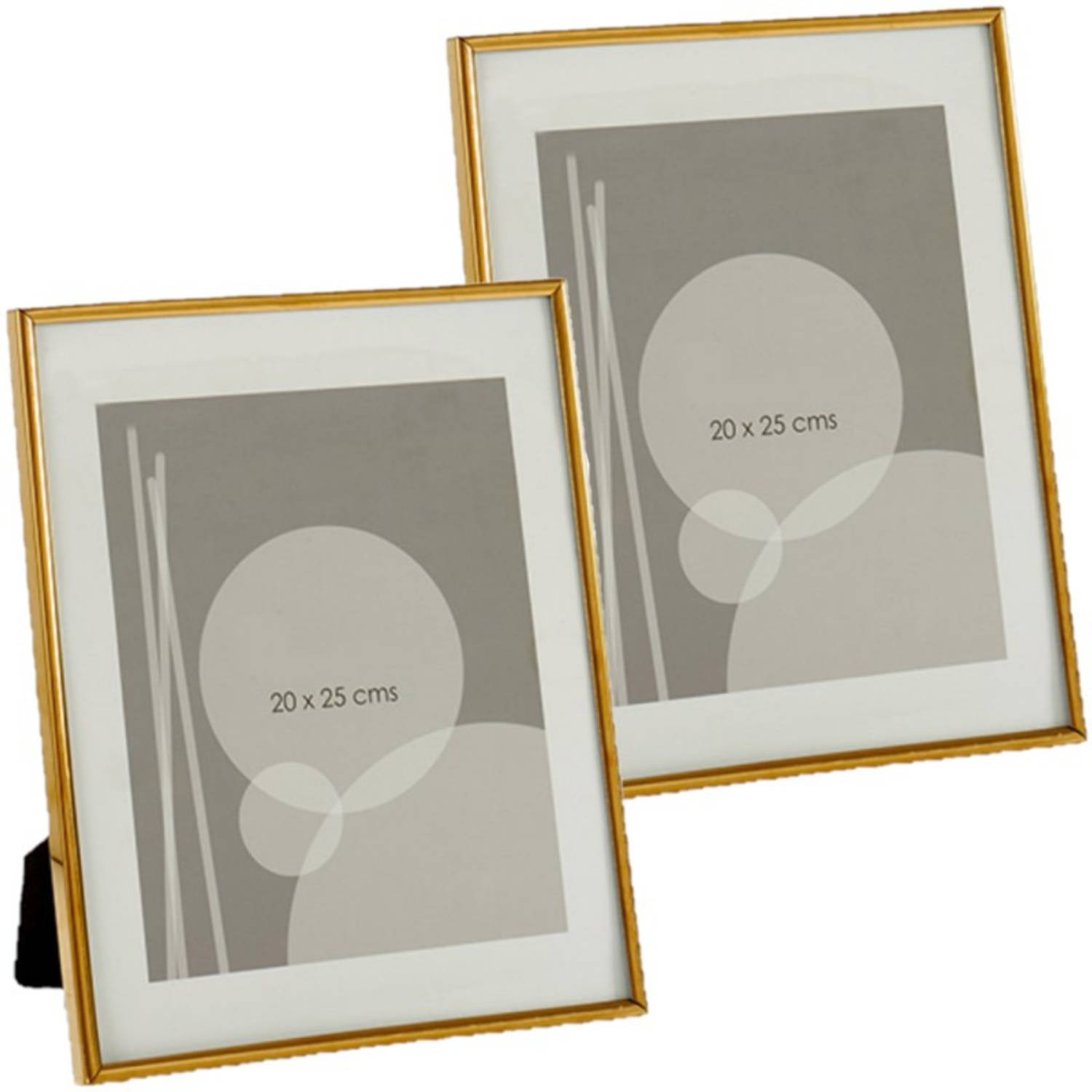 2x Stuks Aluminium Fotolijst Geschikt Voor Een Foto Van 20 X 25 Cm - Fotolijsten - Goud