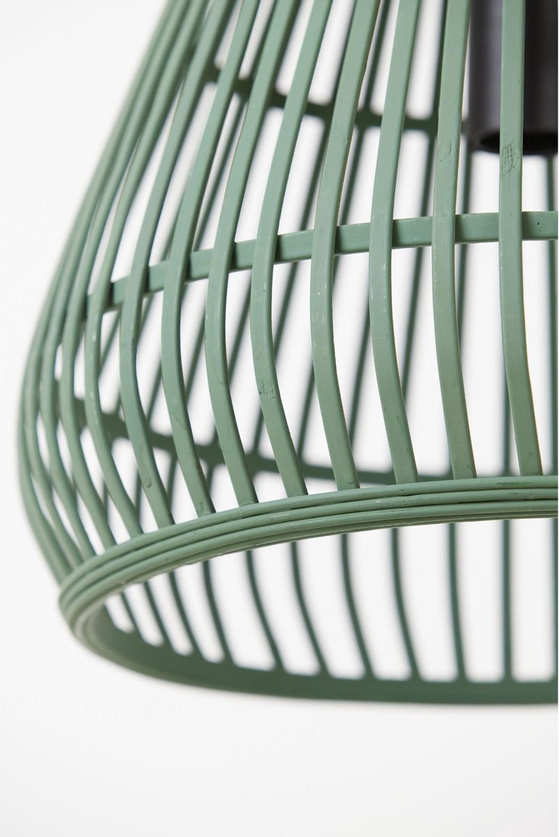 Light & Living Timaka Hanglamp - Rieten Kooi - Ø45 Cm - - Groen