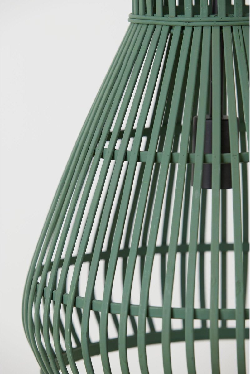 Light & Living Timaka Hanglamp - Rieten Kooi - Ø45 Cm - - Groen