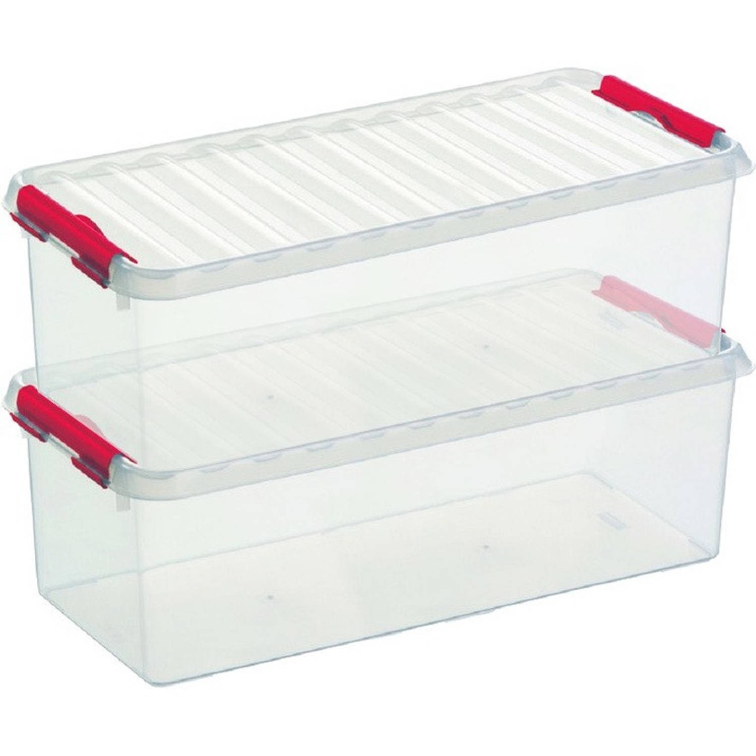 2x Kunststof Stapelbare Opbergbak 9,5 Liter 48,5 X 19 X 14,7 Cm - Opbergbox - Rood