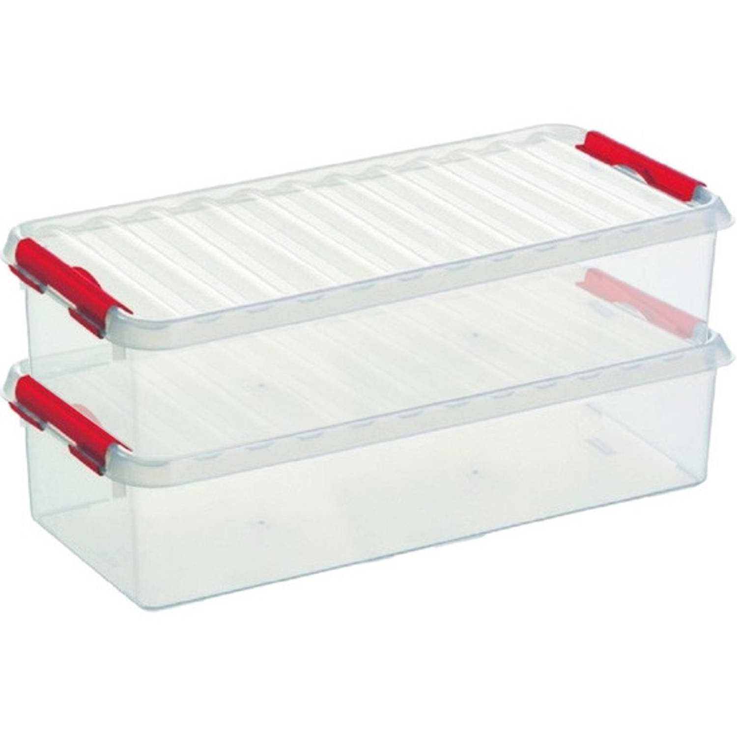 2x Kunststof Stapelbare Opbergbak 6,5 Liter 48,5 X 19 X 10,5 Cm - Opbergbox - Rood