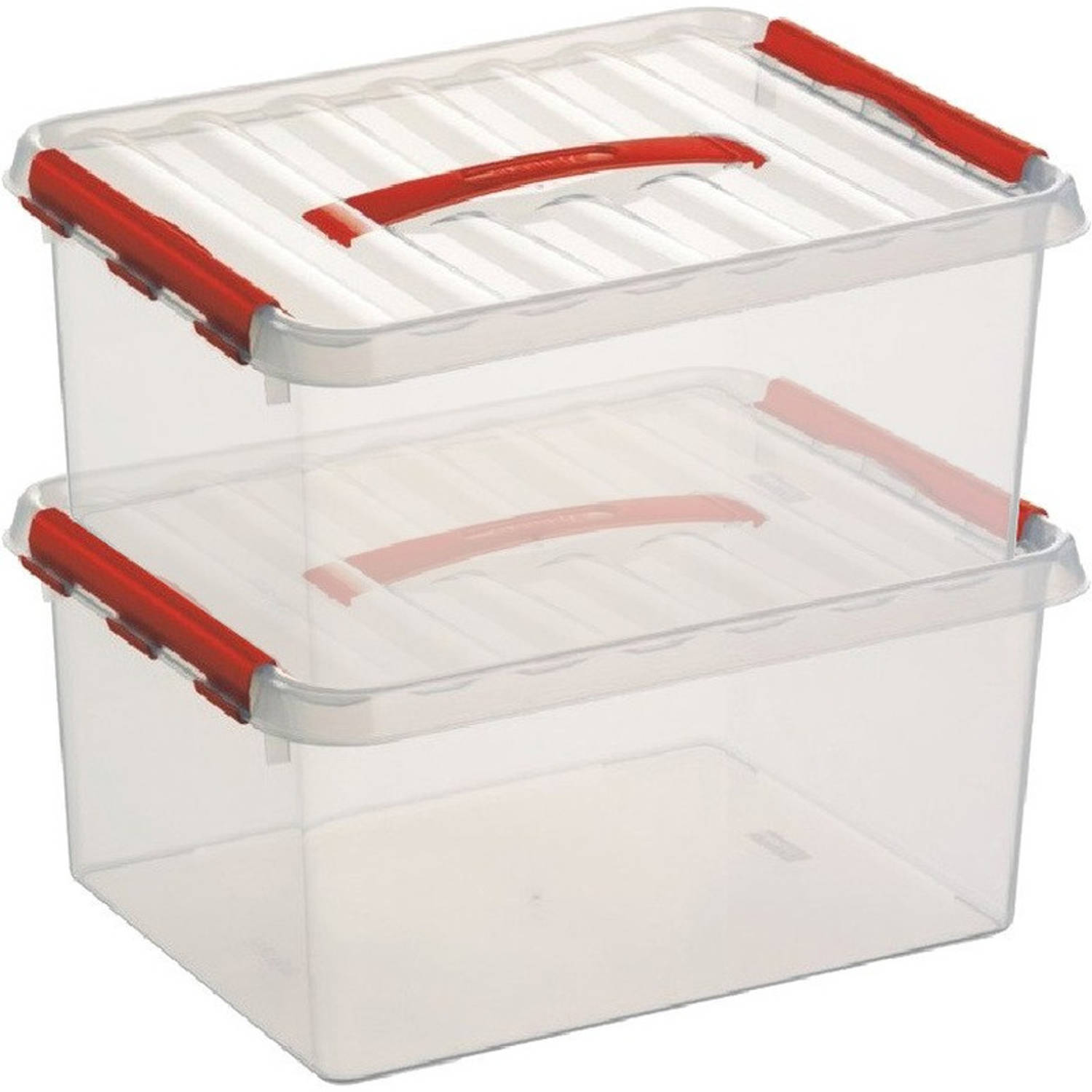 2x Kunststof Stapelbare Opbergbak 15 Liter 40 X 30 X 18 Cm - Opbergbox - Rood