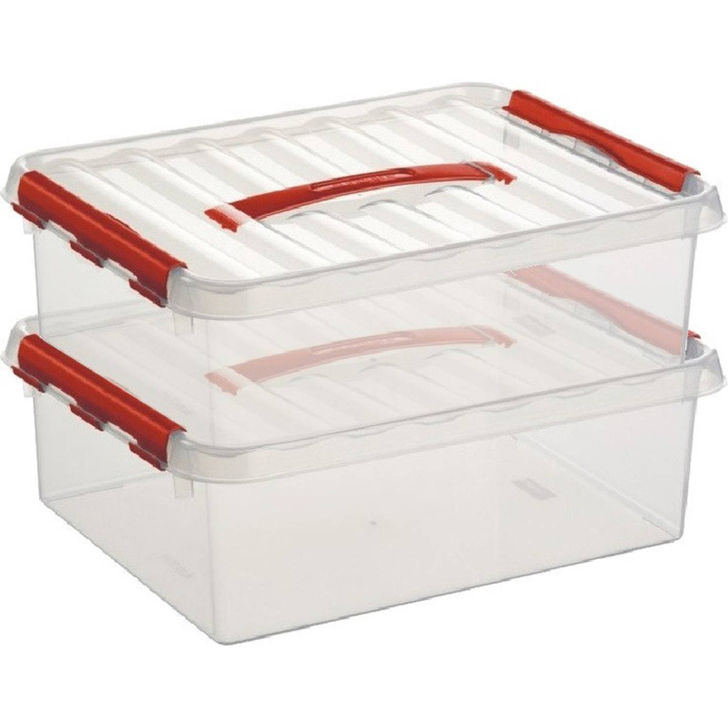 2x Kunststof Stapelbare Opbergbak 10 Liter 40 X 30 X 11 Cm - Opbergbox - Rood