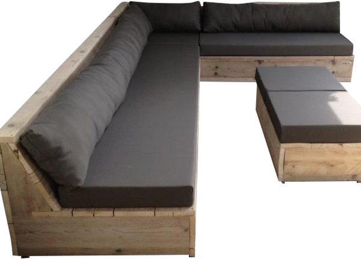 Wood4you - Loungeset 13 Steigerhout 250cm/250cm Incl Kussens - Bruin