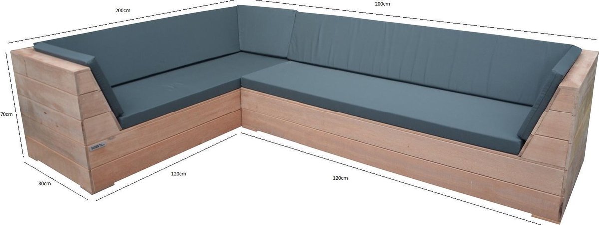 Wood4you - Loungeset 6 Bankirai 200cm/200cm Incl Kussens - Bruin