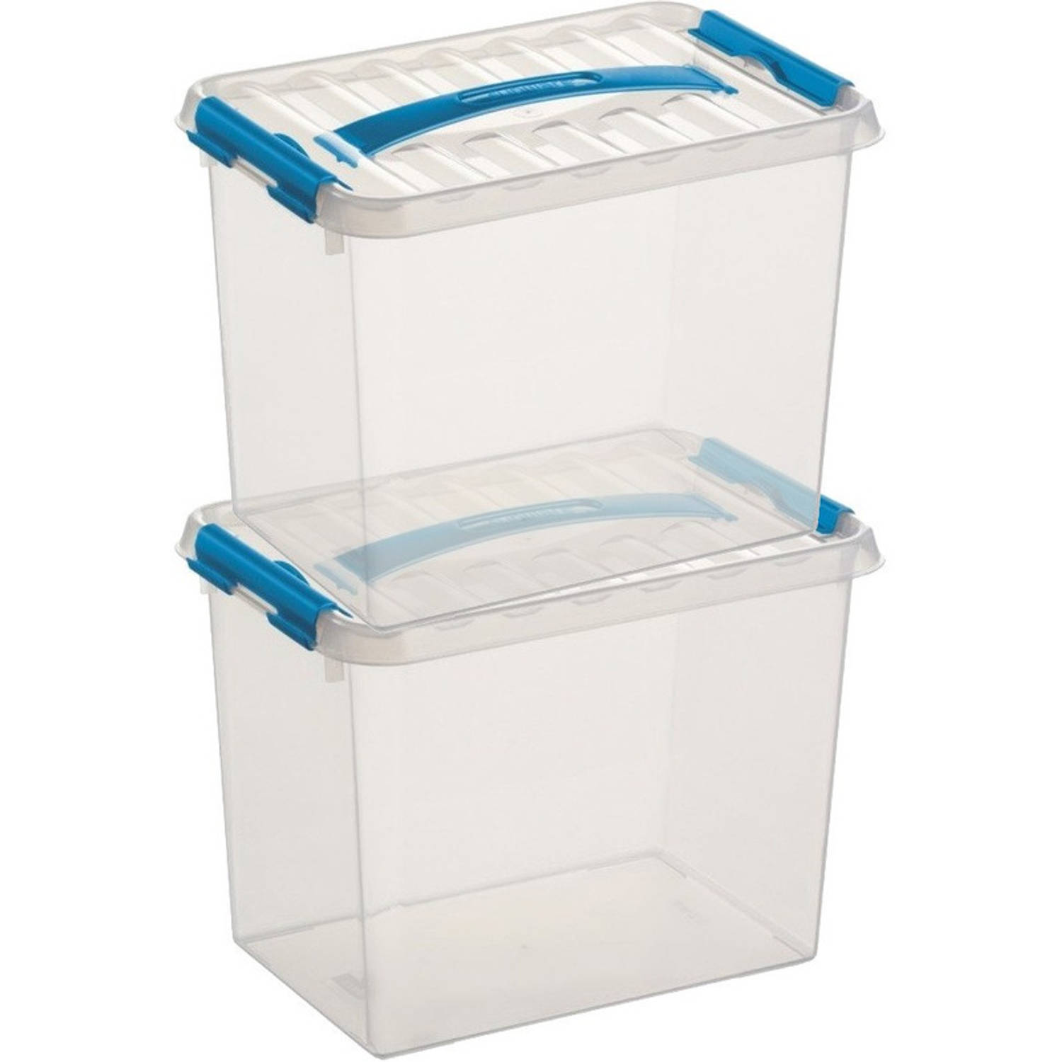 2x Kunststof Stapelbare Opbergbak 9 Liter 30 X 20 X 22 Cm - Opbergbox - Blauw