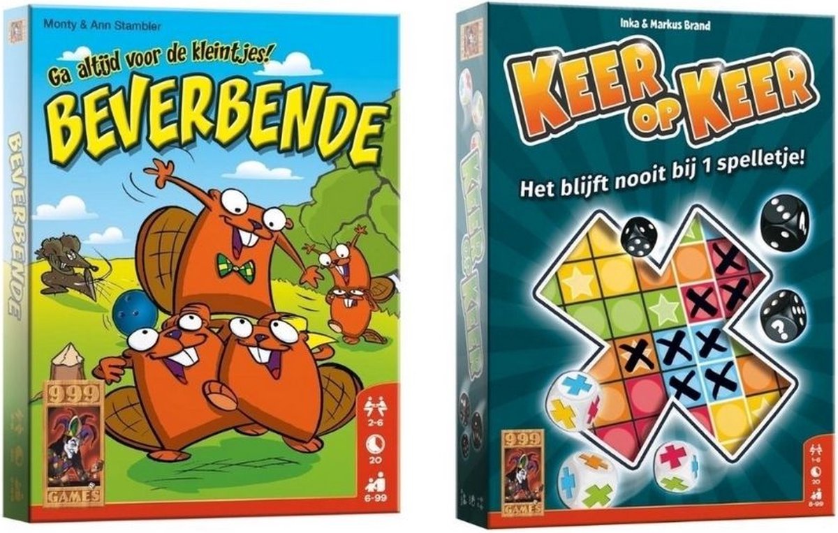 999Games Spellenbundel - Dobbelspel - 2 Stuks - Beverbende & Keer Op Keer