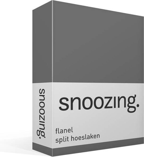 Snoozing - Flanel - Split-topper - Hoeslaken - 160x200 Cm - Antraciet - Grijs