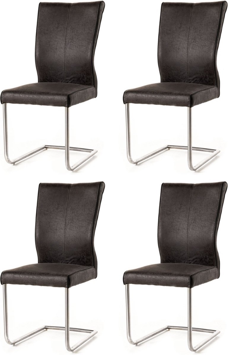 Ways. - Kasjmier Eetkamerstoelen - - Modern En Comfortabel Design - Metalen Poten - 4 Stuks - Grijs