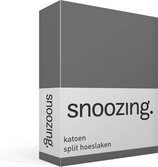 Snoozing Katoen Split Hoeslaken - 100% Katoen - 2-persoons (140x200 Cm) - Antraciet - Grijs