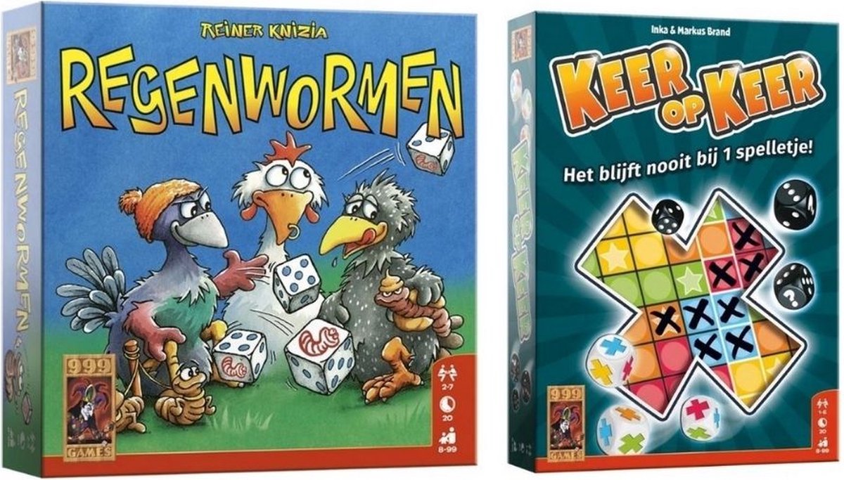 999Games Spellenbundel - Dobbelspel - 2 Stuks - Regenwormen & Keer Op Keer