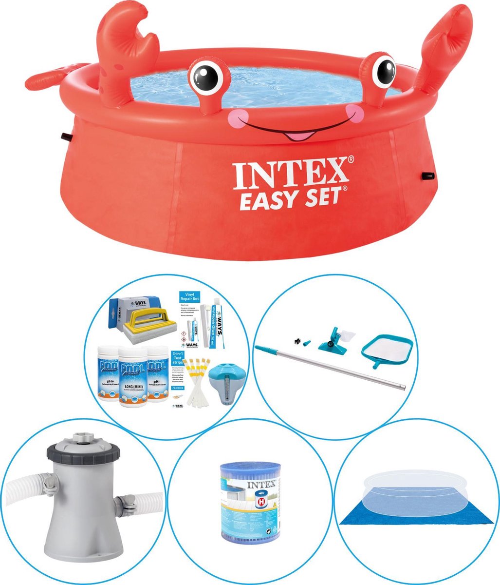 Intex Easy Set Krab Editie Rond 183x51 Cm - Zwembad Deal - Rood