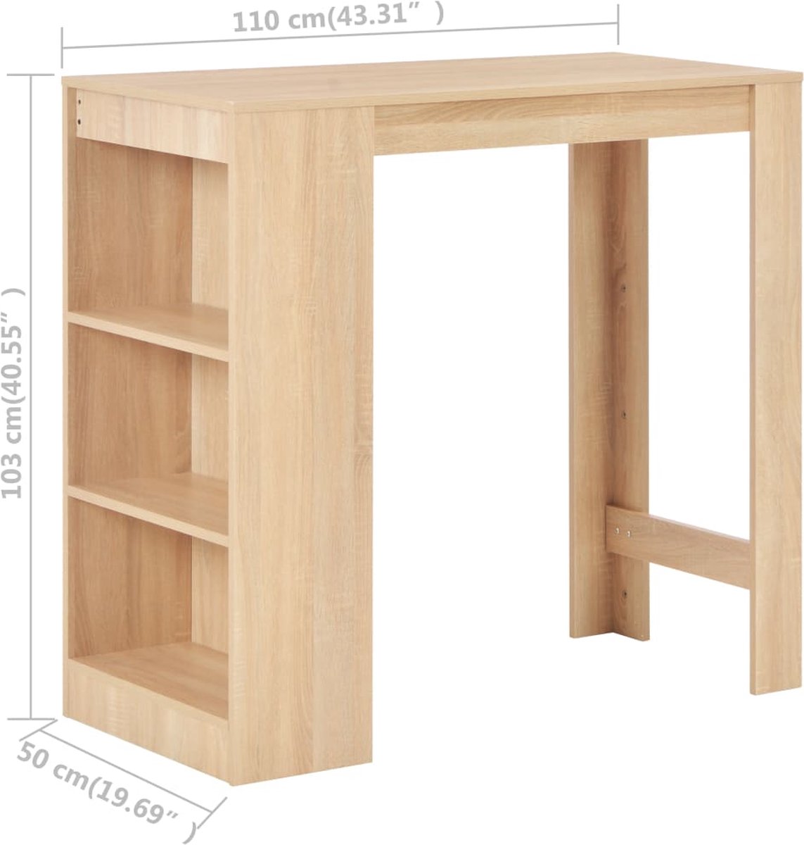 Vidaxl Bartafel Met Schap 110x50x103 Cm Eikenkleurig - Bruin