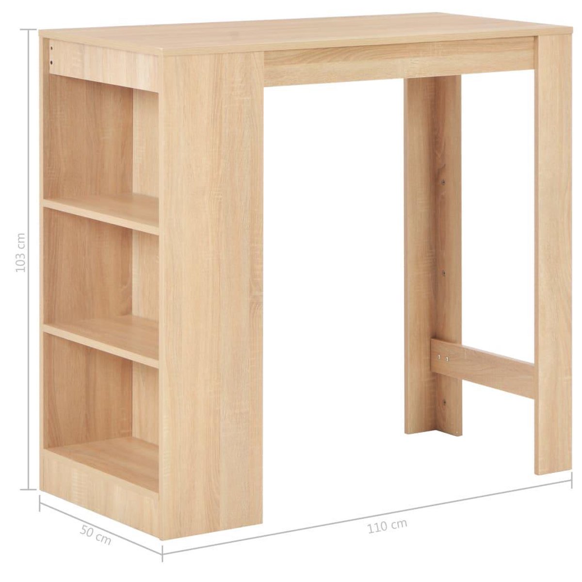 Vidaxl Bartafel Met Schap 110x50x103 Cm Eikenkleurig - Bruin