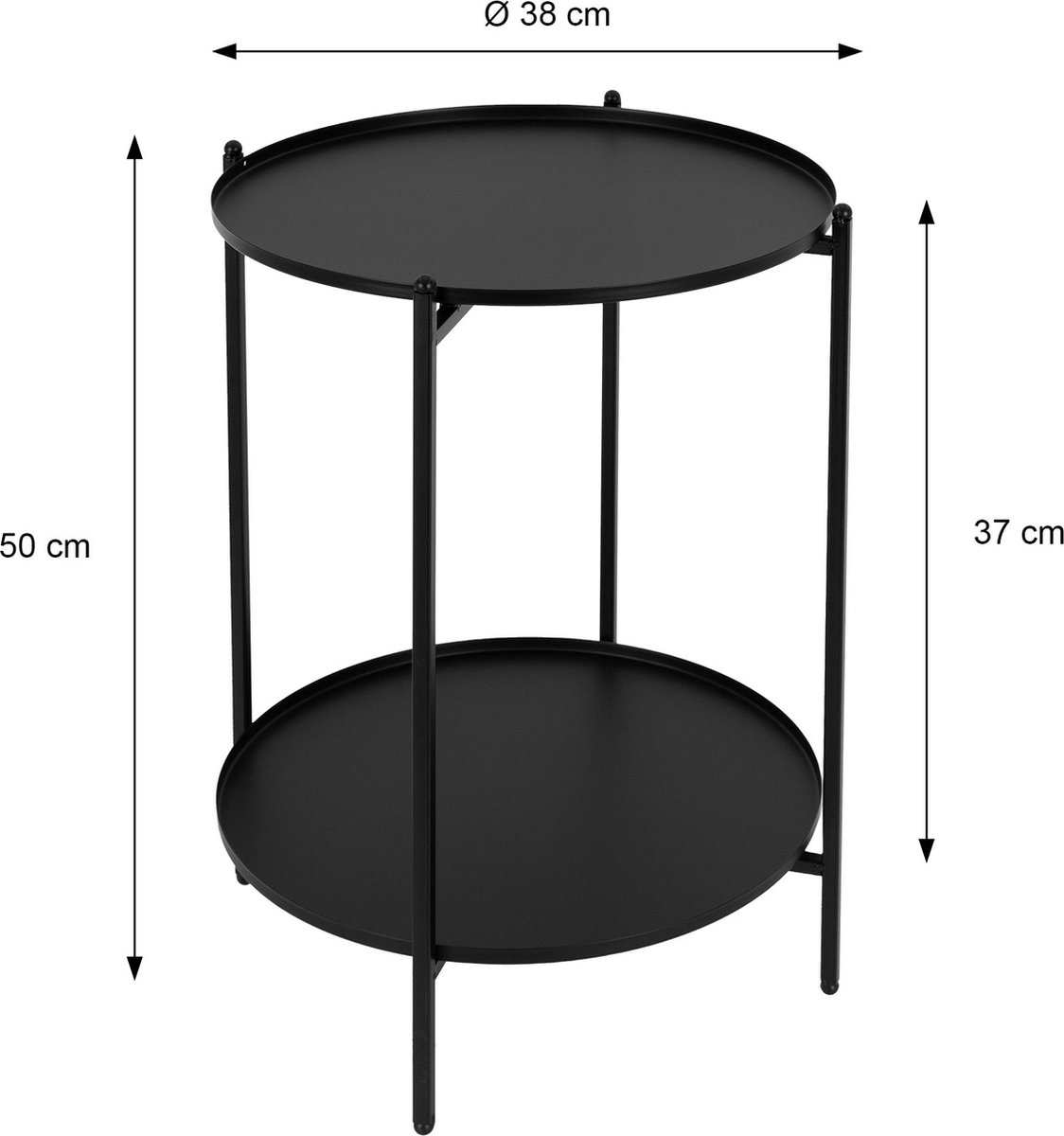 Ambiance Bijzettafel 50,5 Cm Metaal - Zwart