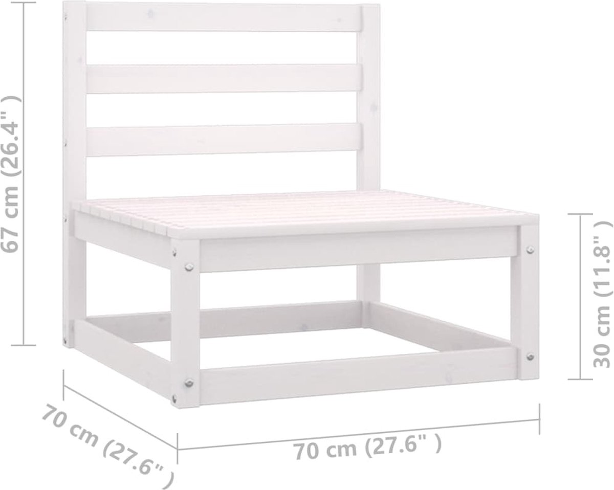 Vidaxl 10-delige Loungeset Met Kussens Massief Grenenhout - Wit