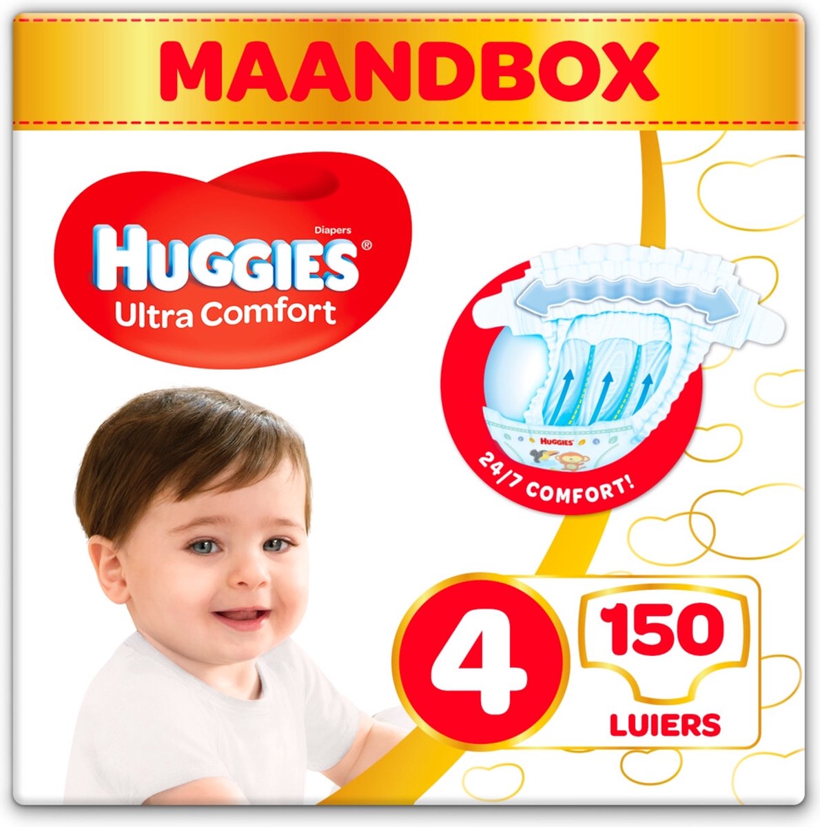 Huggies Ultra Comfort - Unisex Babyluiers X150 Maat 4 - 1 Maandverpakking