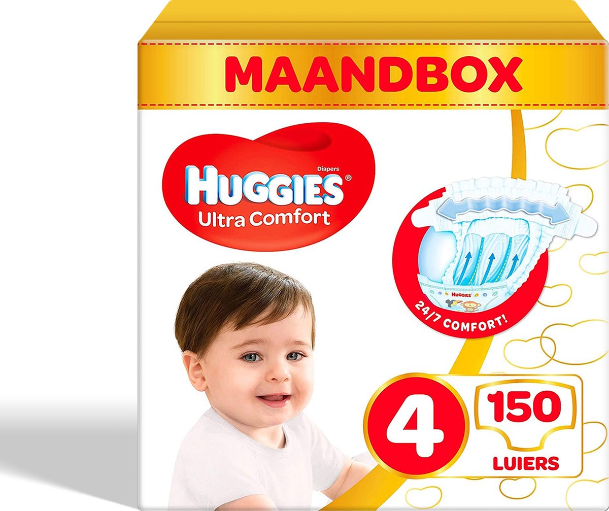 Huggies Ultra Comfort - Unisex Babyluiers X150 Maat 4 - 1 Maandverpakking