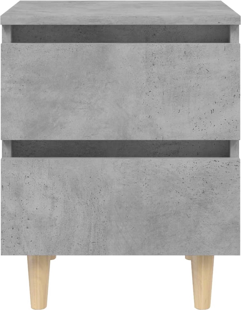 Vidaxl Nachtkastjes 2 St Met Grenenhouten Poten 40x35x50 Cm Beton - Grijs
