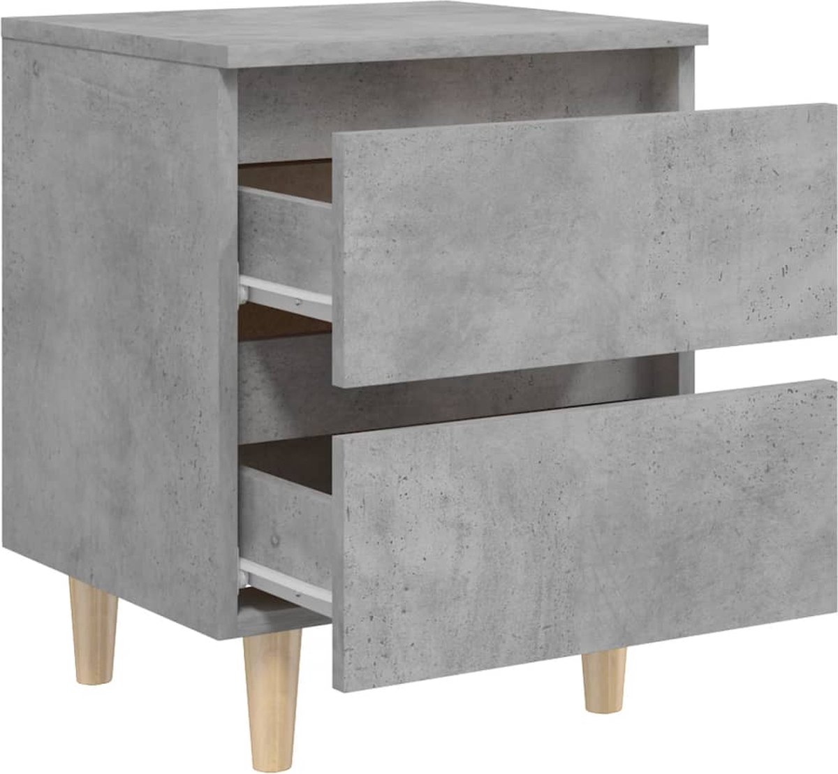 Vidaxl Nachtkastjes 2 St Met Grenenhouten Poten 40x35x50 Cm Beton - Grijs