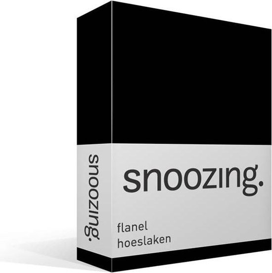 Snoozing Flanel Hoeslaken - 100% Geruwde Flanel-katoen - Lits-jumeaux (180x200 Cm) - - Zwart