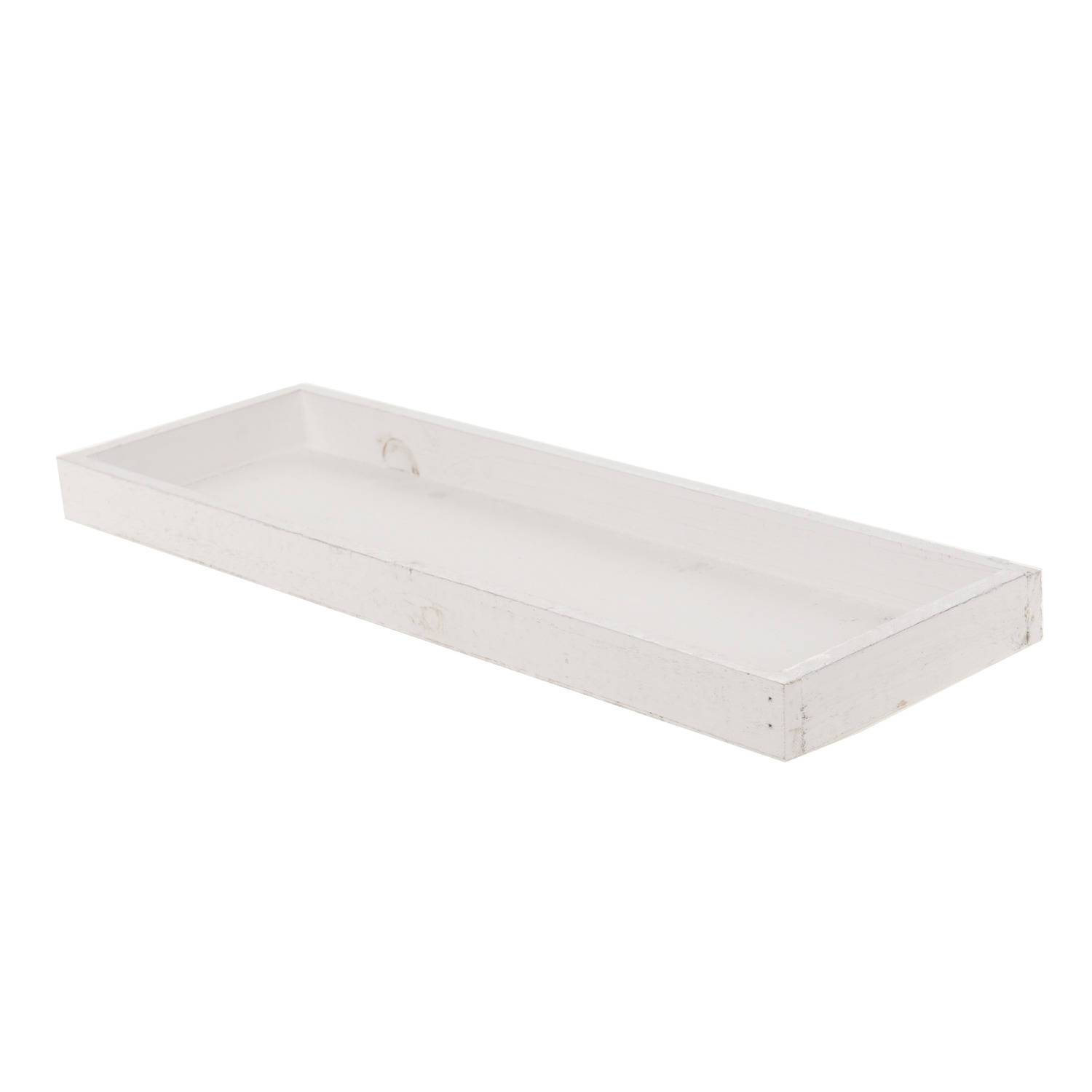 Houten Kaarsenbord/plateau Rechthoekig White Wash 42 X 14 Cm - Kaarsenplateaus