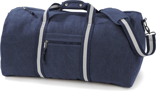 Quadra Sporttas-weekendtas “Used Look” Vintage Oxford Navy - Blauw