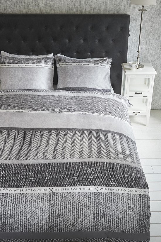 Rivièra Maison Winterclub Dekbedovertrek - 1-persoons (140x200/220 Cm + 1 Sloop) - Grijs