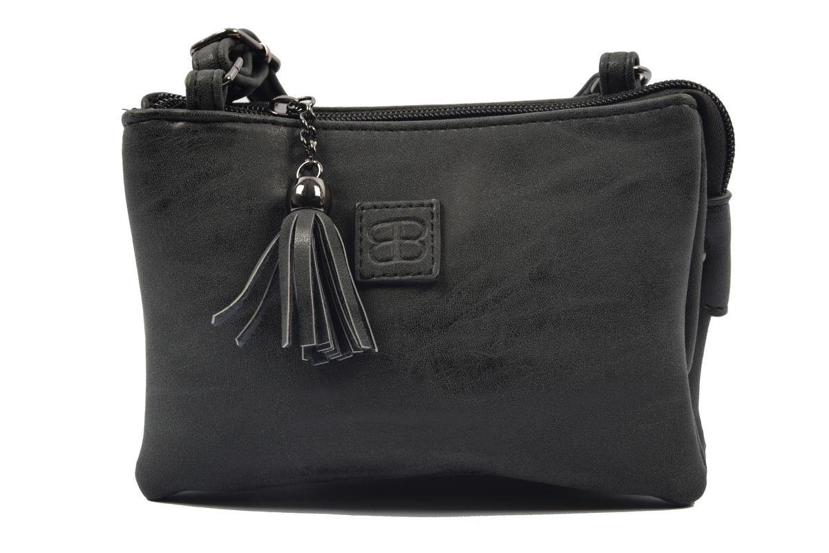 Tas - Tasssen - Bags - Bag- Bicky Bernard- Harmonica 3-vaks Tasje - Schoudertasje - Crossbody Tasje - - Zwart